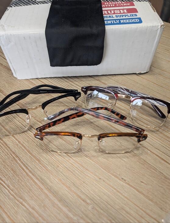 shiratori Accessories - 3 Prescription Free Gold Rimmed Trendy Stylish Glasses